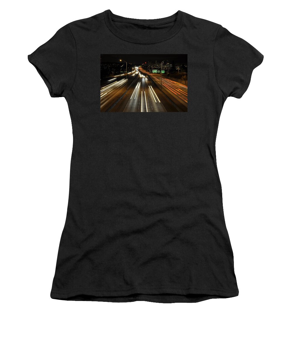 Night Women's T-Shirt featuring the photograph I-5 at Night by Pelo Blanco Photo