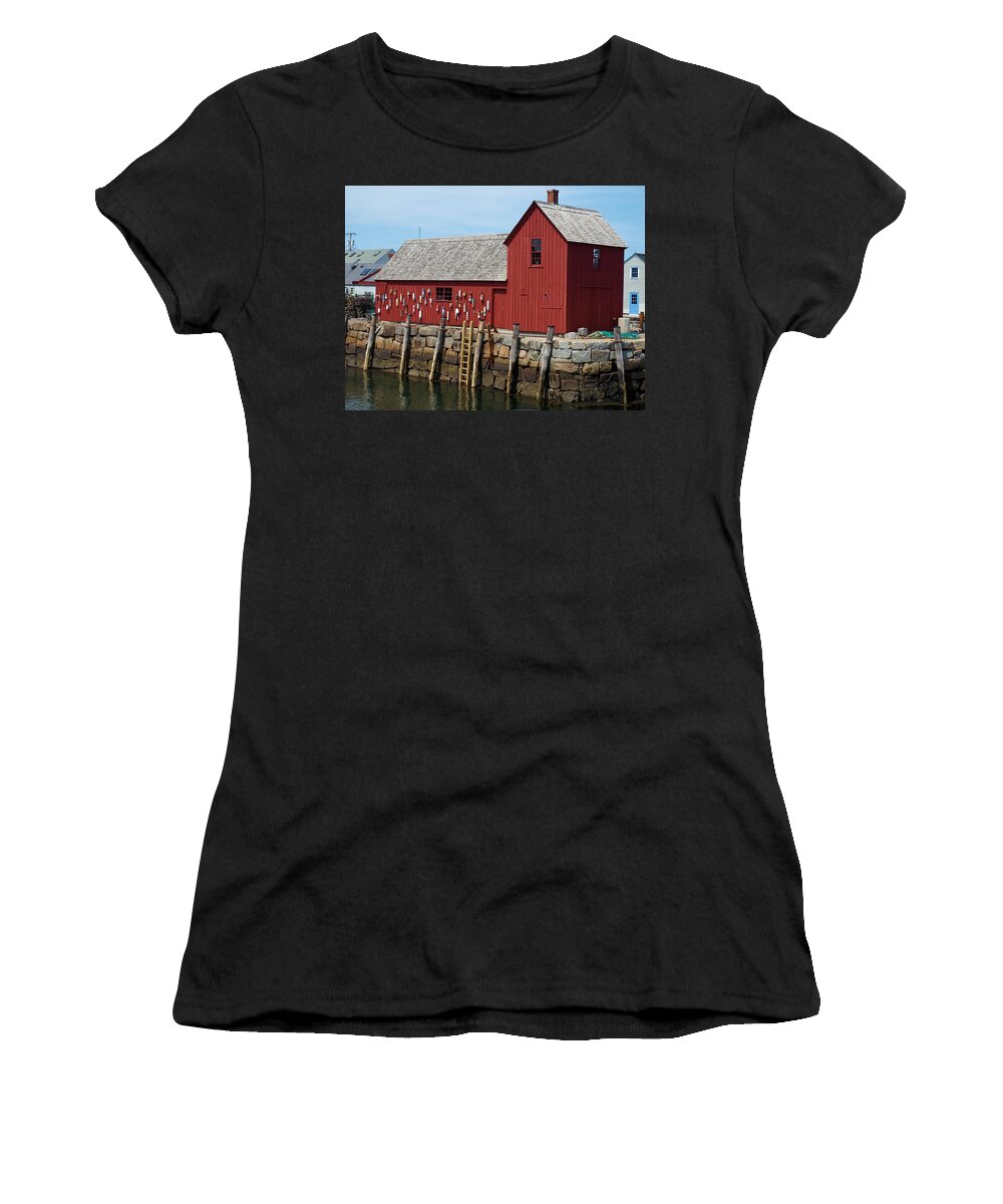Motif 1 Women's T-Shirt featuring the photograph Iconic Rockport MA by Bruce Gannon