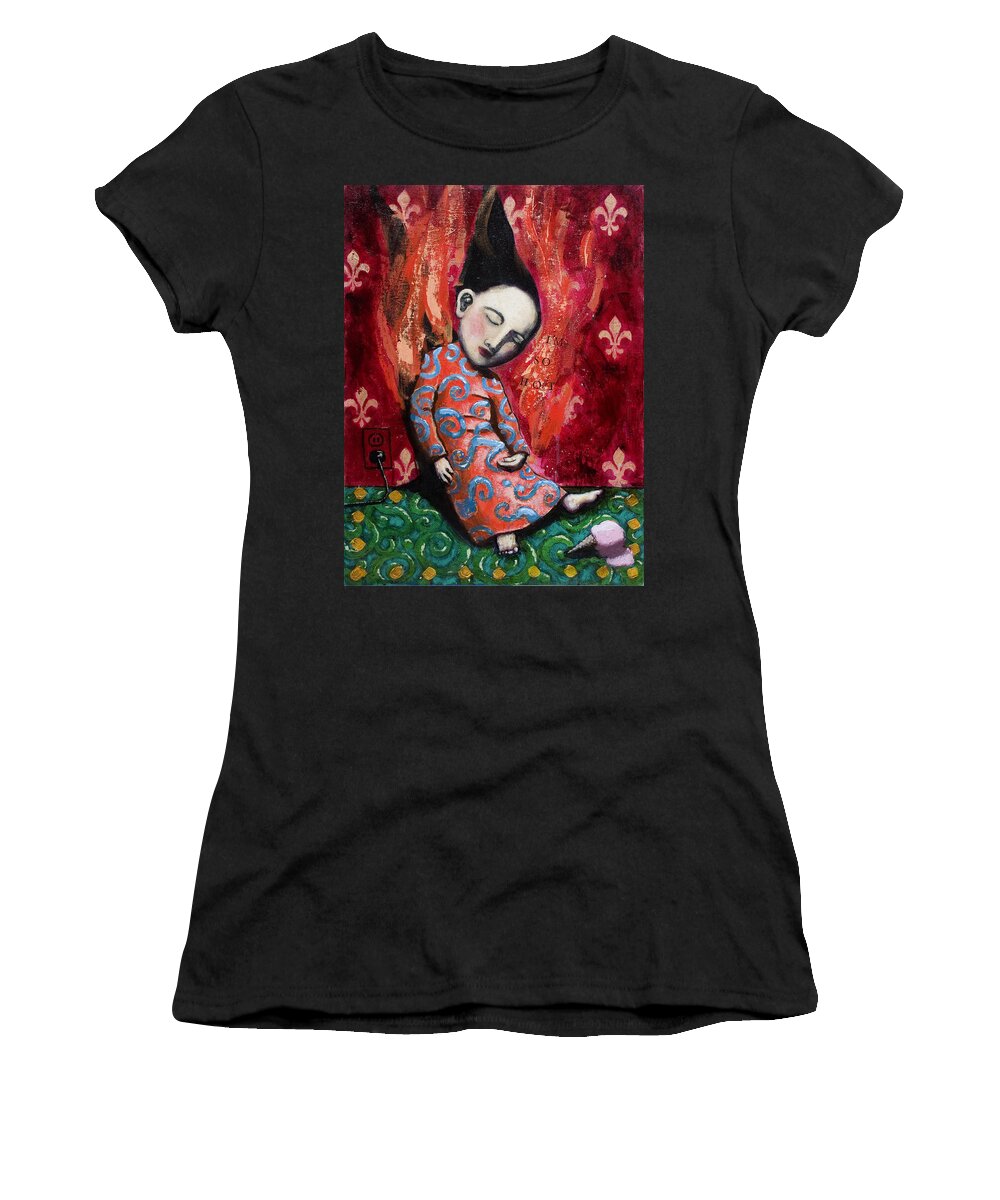 Funny Women's T-Shirt featuring the painting I'm So Hot by Pauline Lim