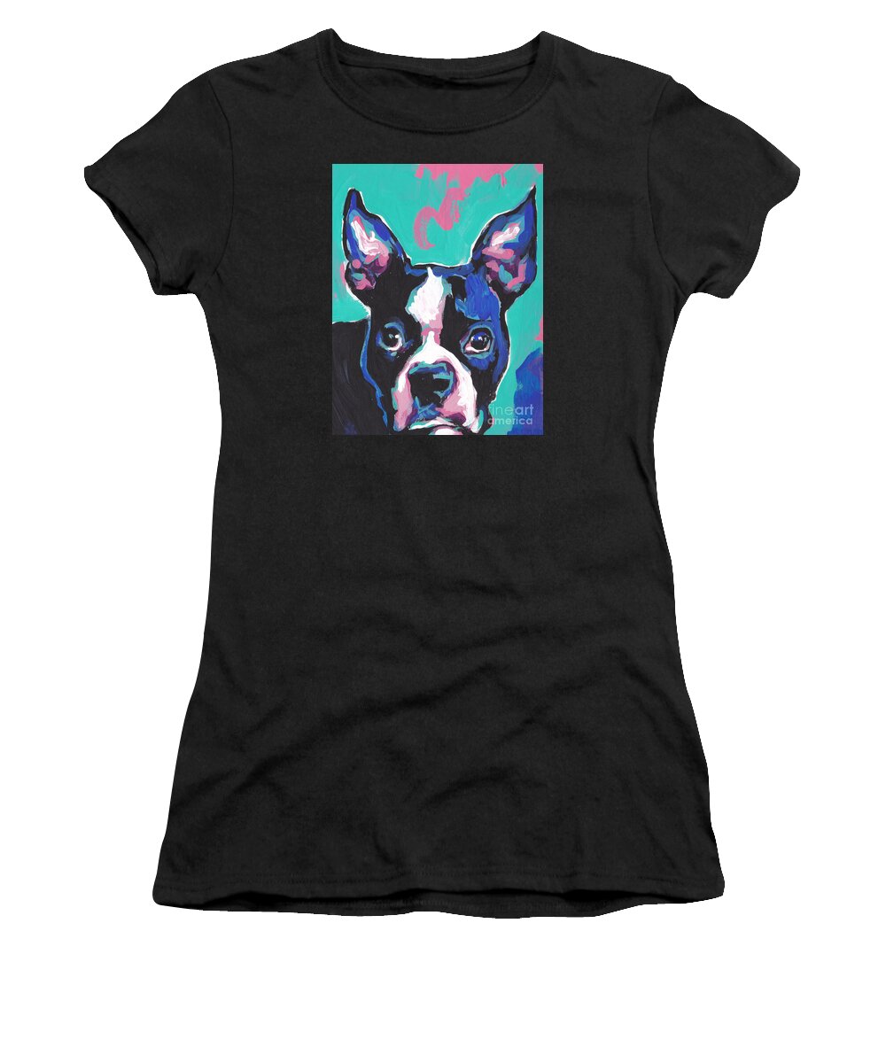 Boston Terrier Women's T-Shirt featuring the painting I'm The Boss...ton by Lea S