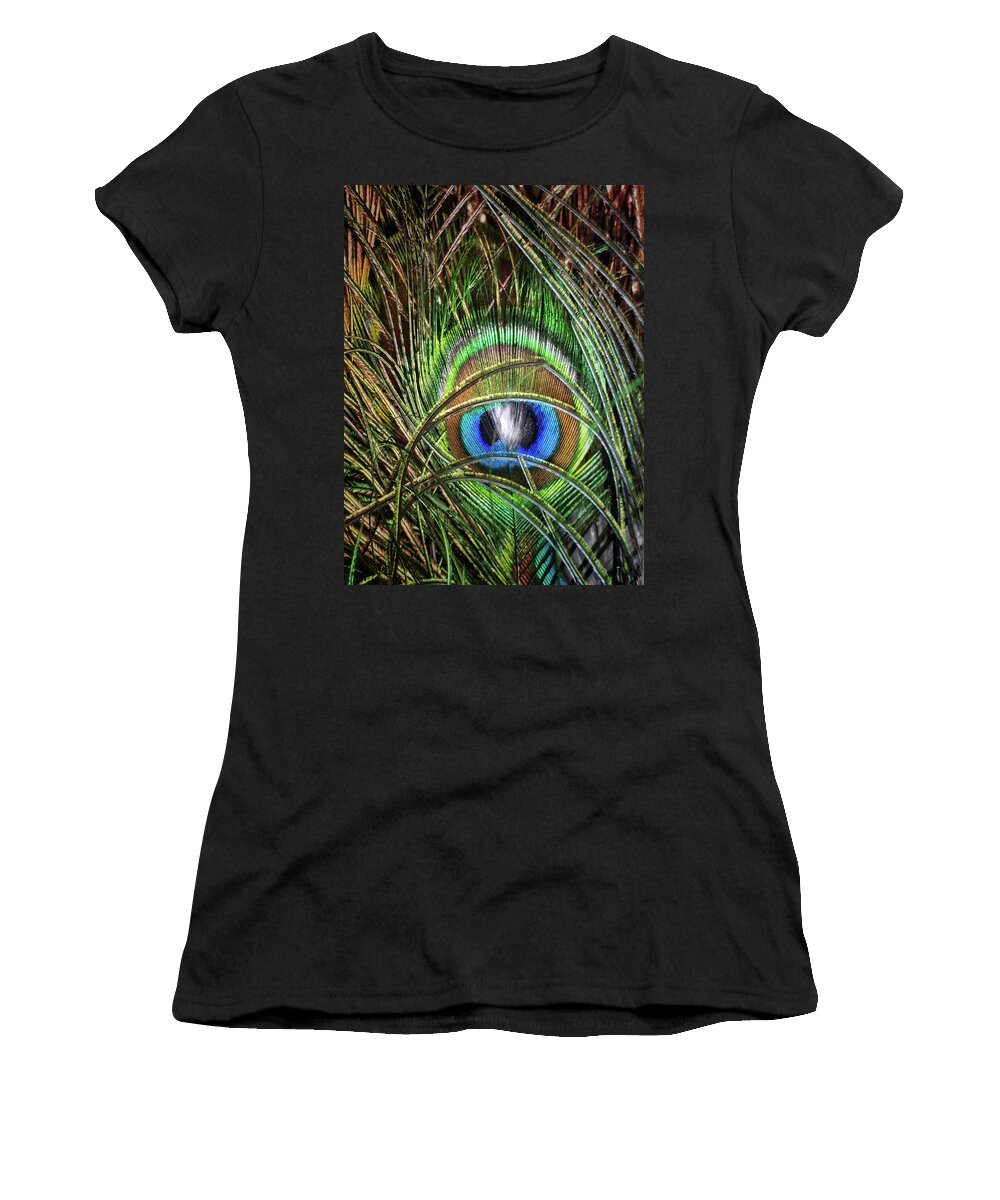 Peacock Women's T-Shirt featuring the photograph I'm Watching You by Doris Aguirre