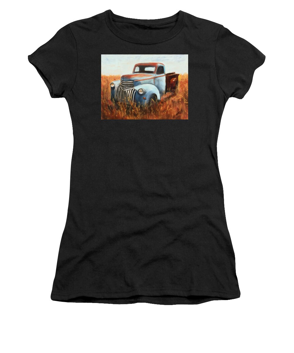 Old Truck Women's T-Shirt featuring the photograph In a Field of Dreams by Sandi Snead
