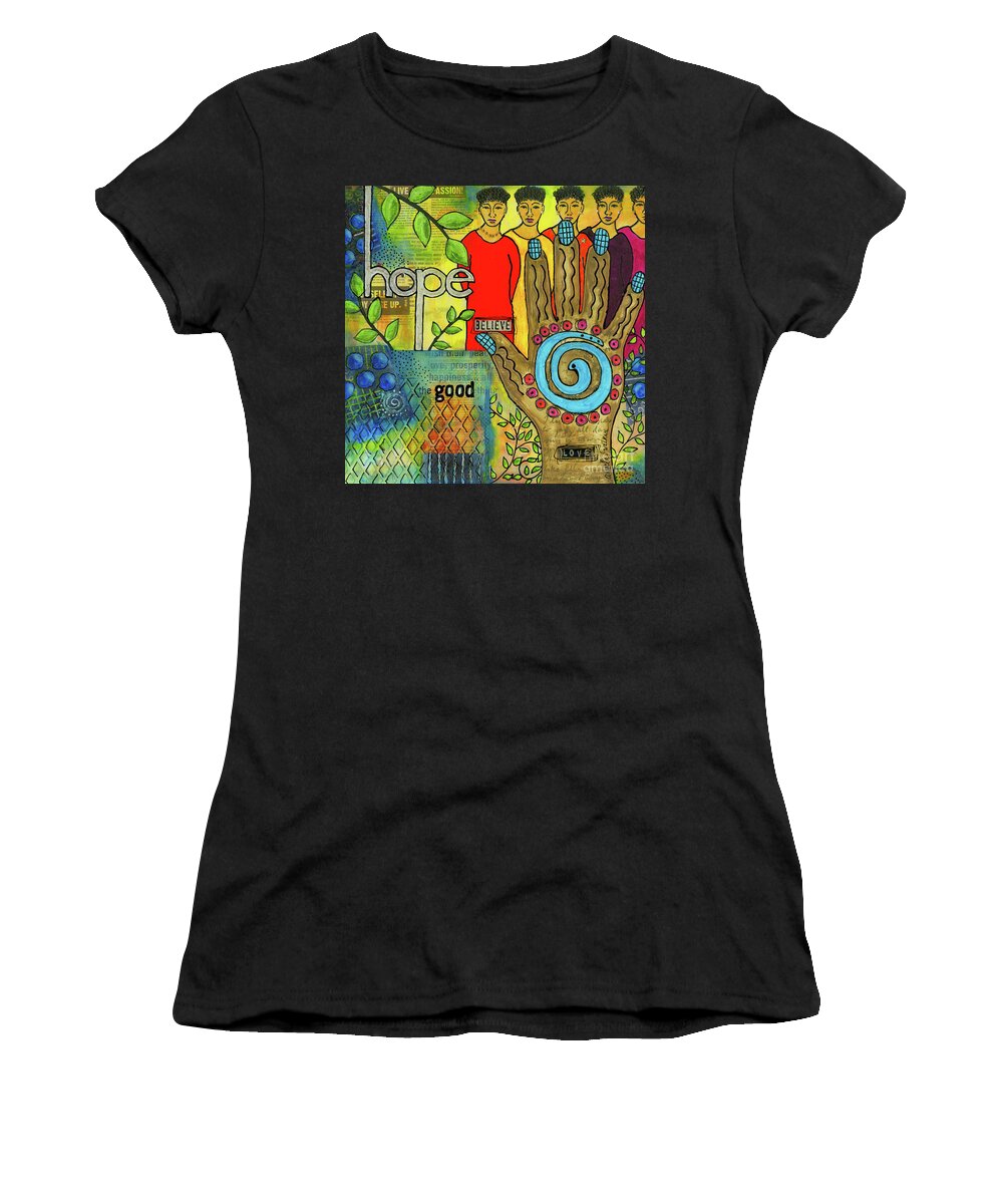 Collage Art Women's T-Shirt featuring the mixed media In Good Faith by Angela L Walker