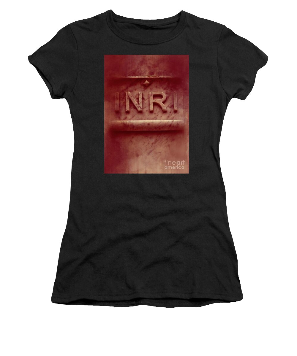 Inri Women's T-Shirt featuring the photograph INRI Jesus of Nazareth King of the Jews #981 by Ella Kaye Dickey