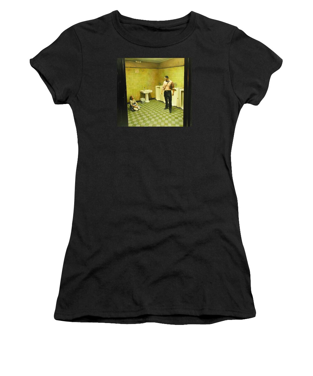 Bathroom Women's T-Shirt featuring the painting Intermission by Joe Velez