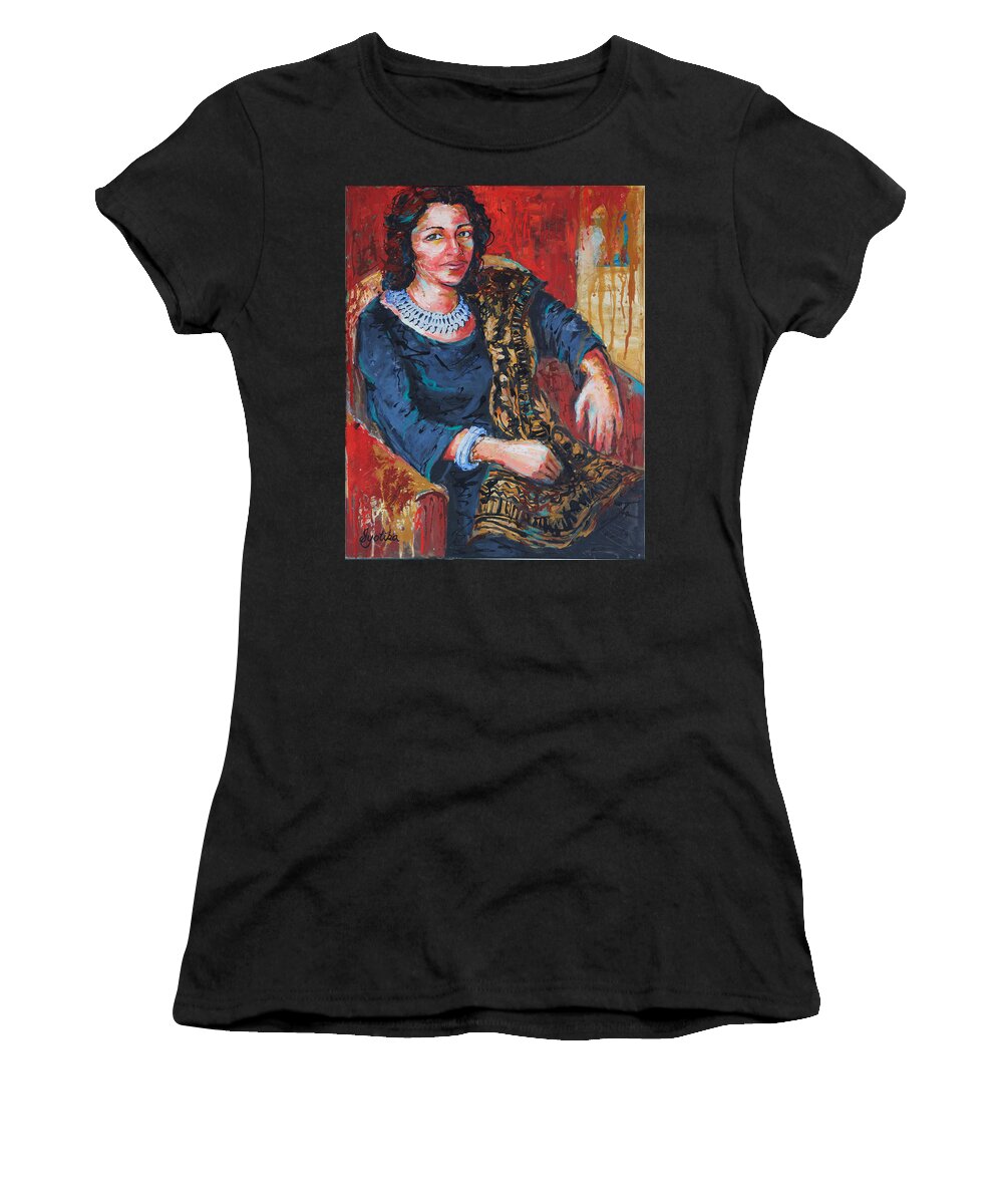 Original Painting Women's T-Shirt featuring the painting Intrigue by Jyotika Shroff