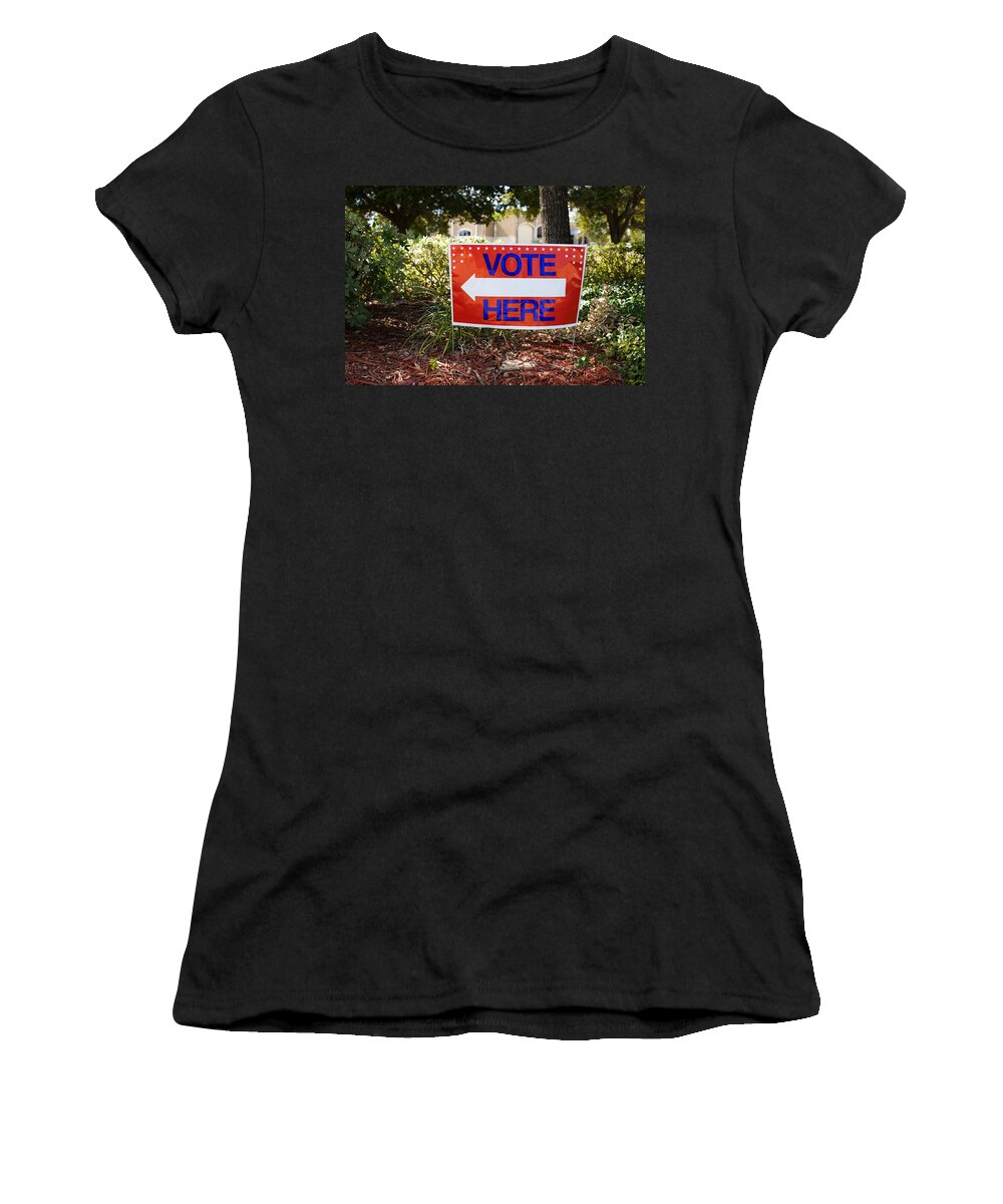 Vote Here Women's T-Shirt featuring the photograph It is Your Responsibility by Diane Macdonald