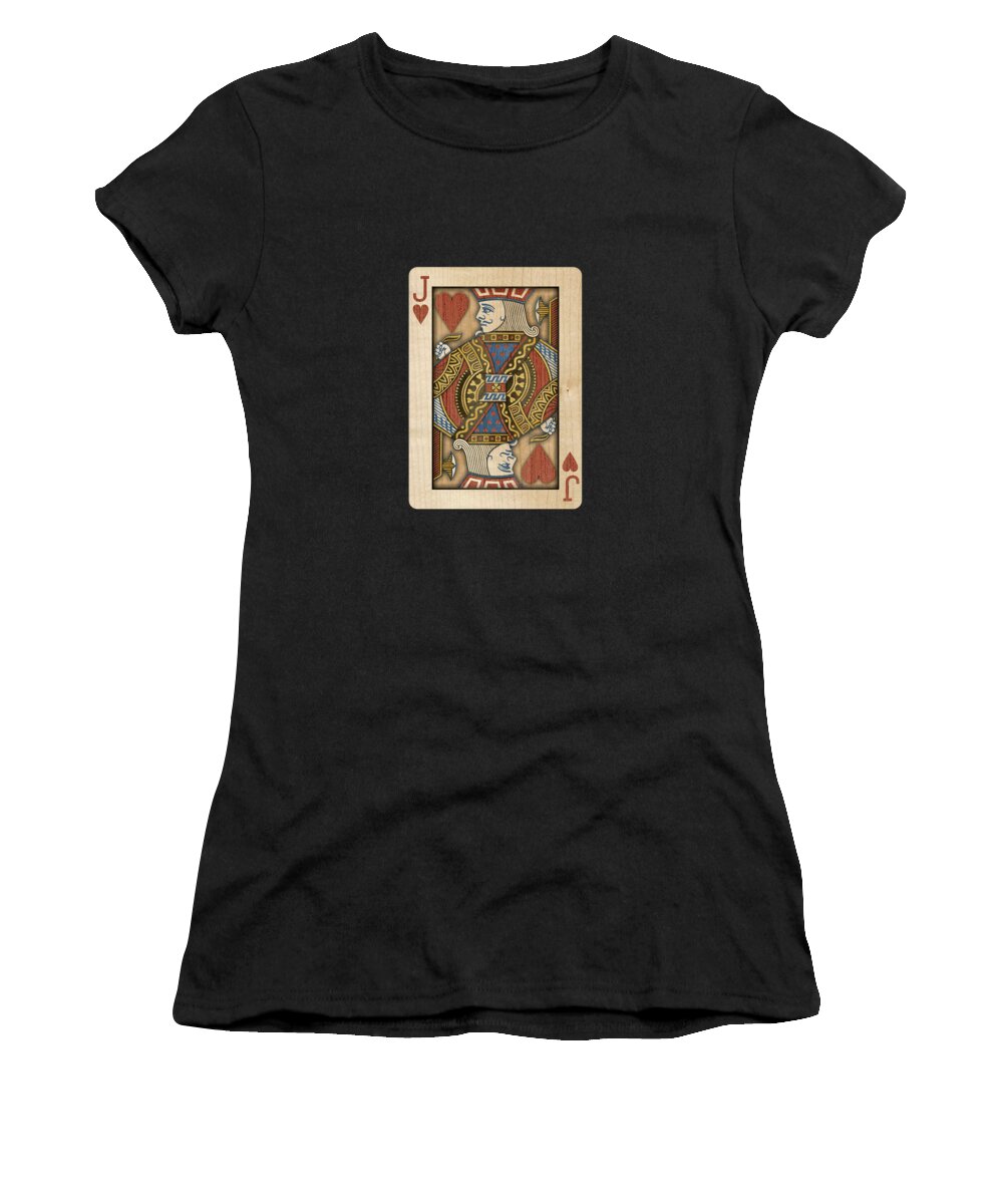 Boards Women's T-Shirt featuring the photograph Jack of Hearts in Wood by YoPedro