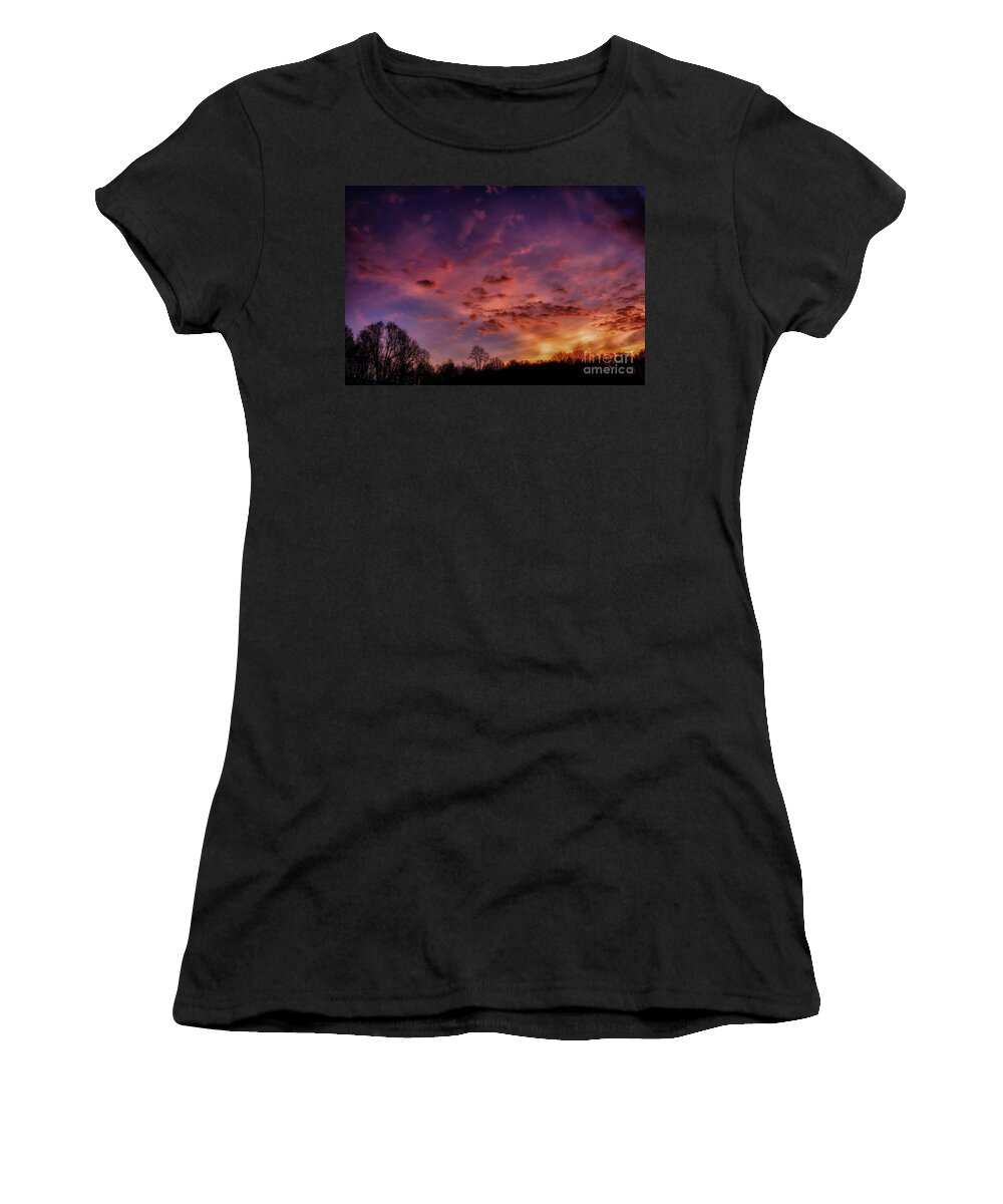 Sunset Women's T-Shirt featuring the photograph January Appalachian Sunset Afterglow by Thomas R Fletcher