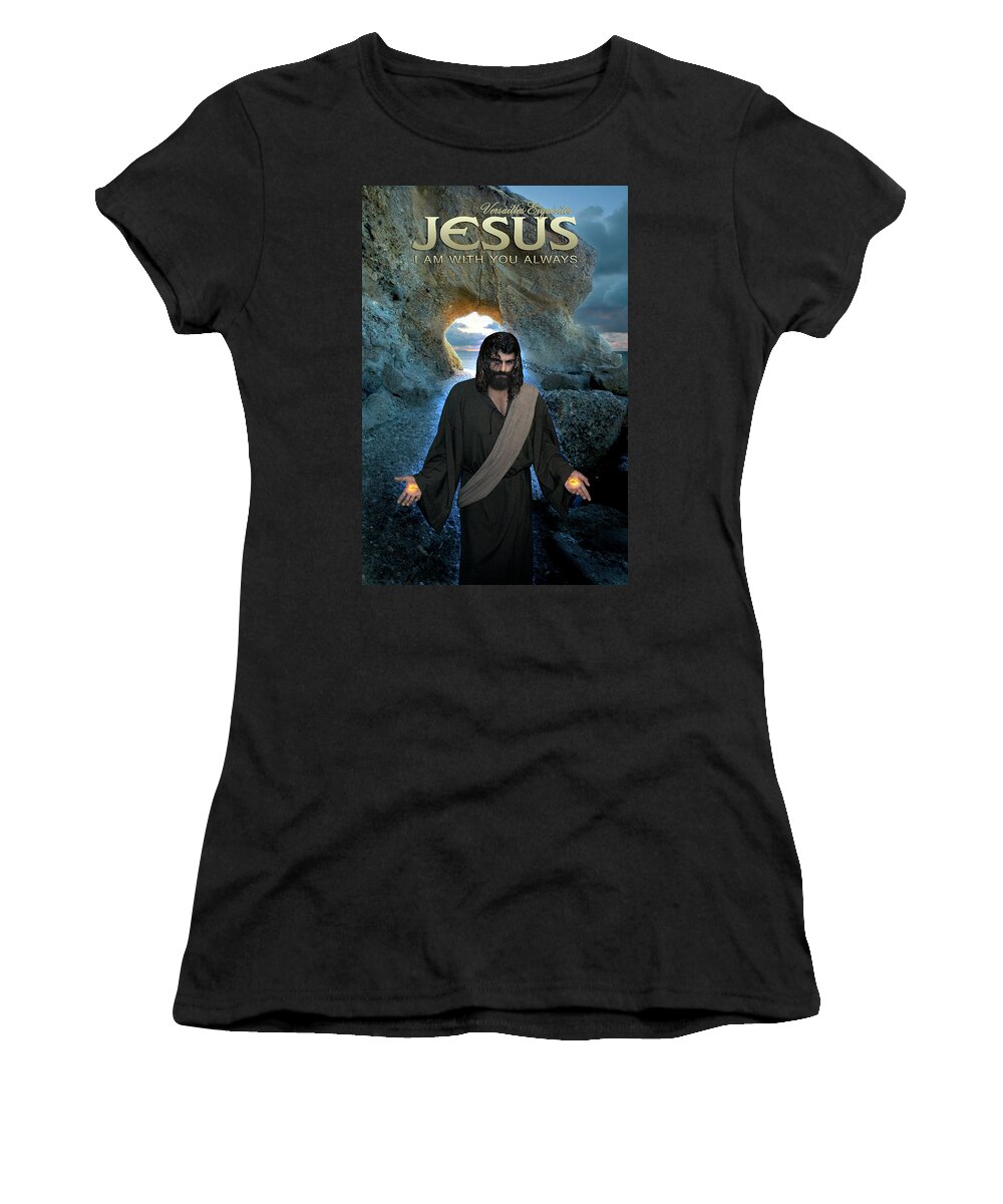 Alex-acropolis-calderon Women's T-Shirt featuring the photograph Jesus- I Am With You Always by Acropolis De Versailles