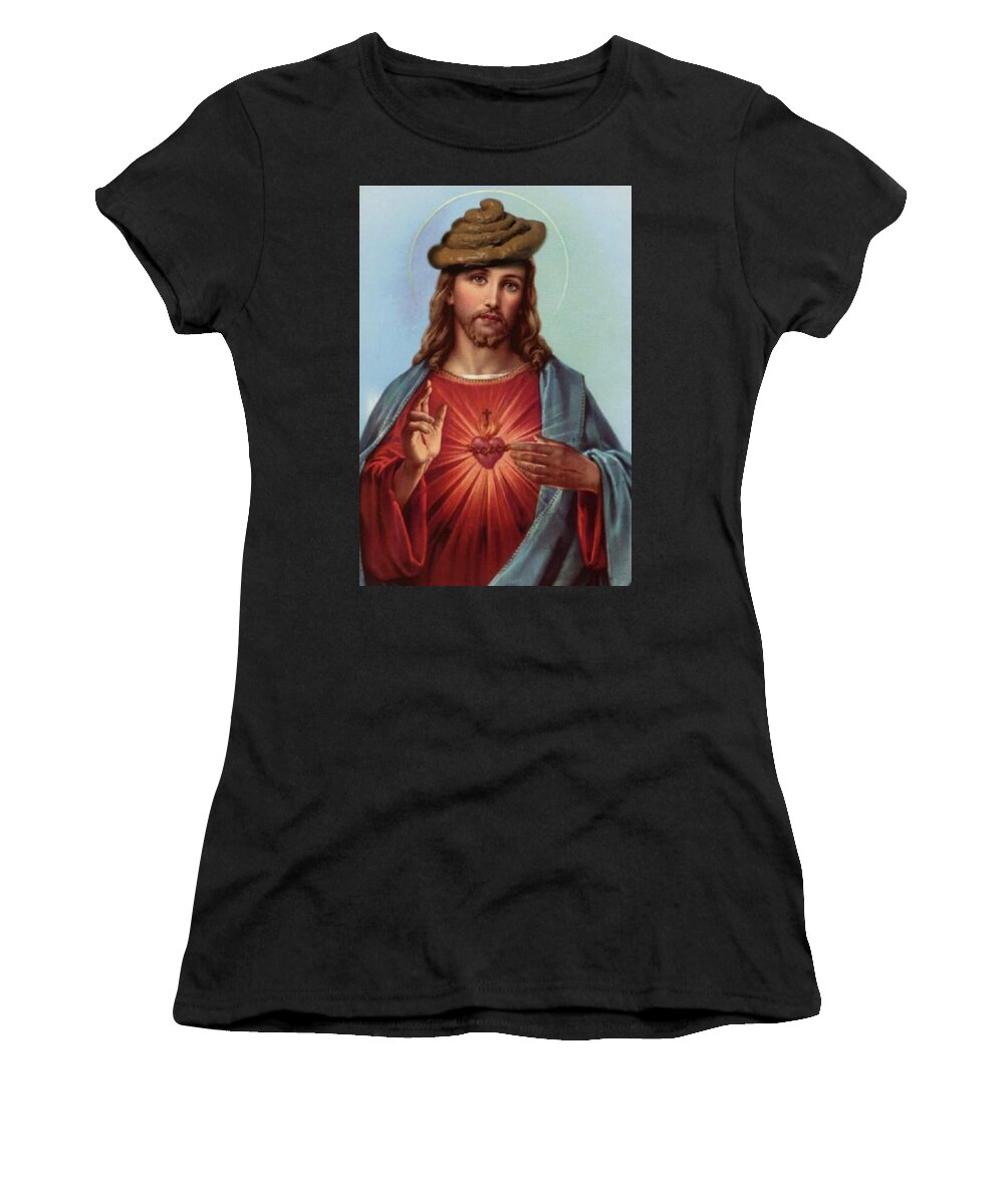 Jesus Women's T-Shirt featuring the digital art Jesus In A Poop Hat by Ryan Almighty