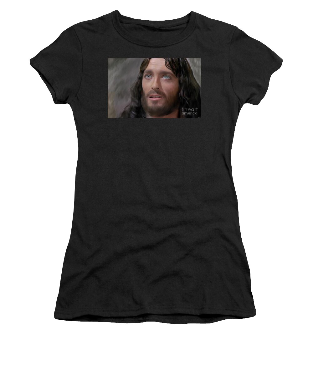  Women's T-Shirt featuring the painting Jesus of Nazareth by Jack Bunds