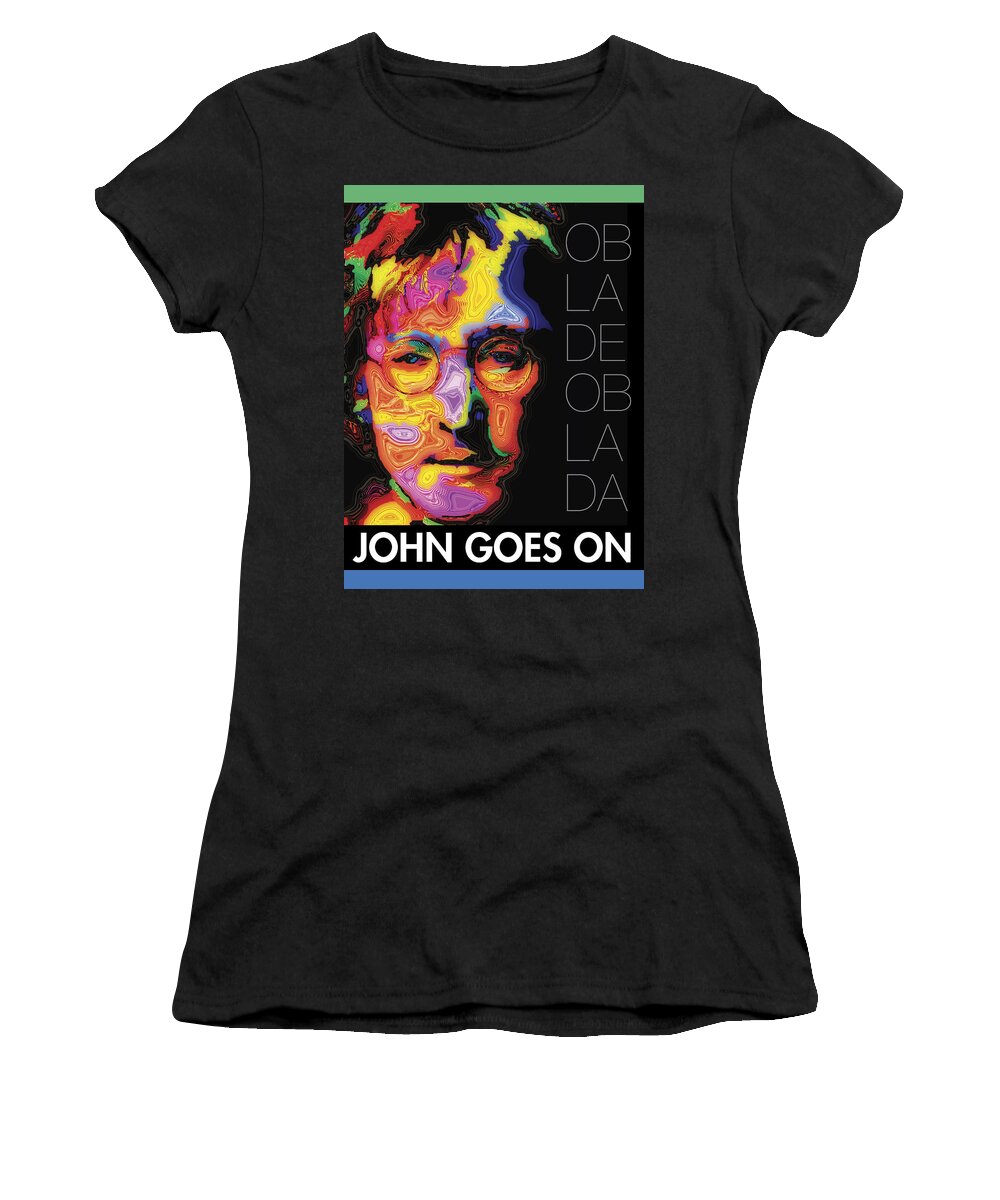 John Lennon Women's T-Shirt featuring the digital art John Goes On by Stephen Anderson