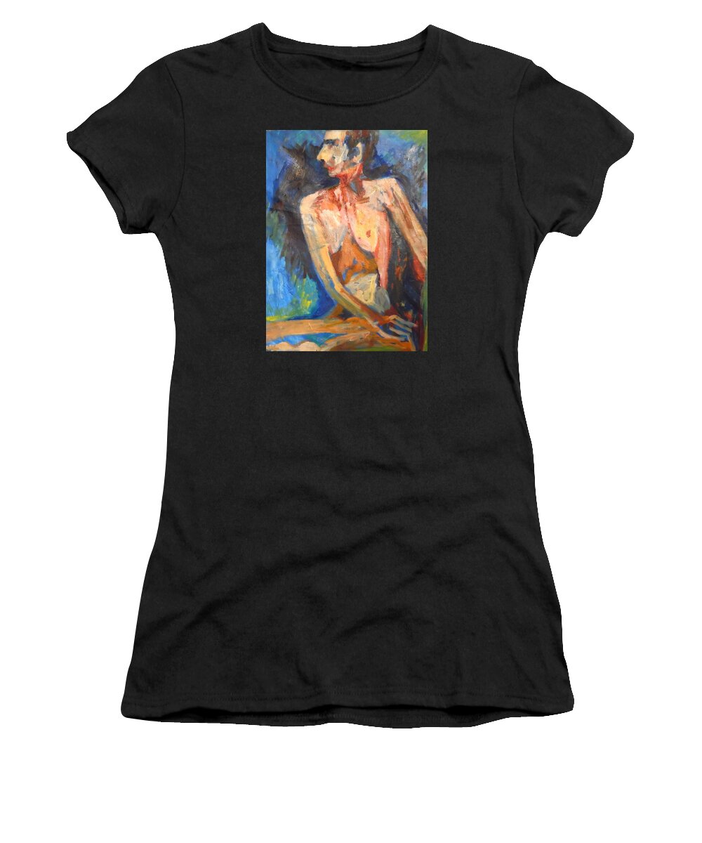 Jonah's Prayer Women's T-Shirt featuring the painting Jonah's Prayer by Esther Newman-Cohen