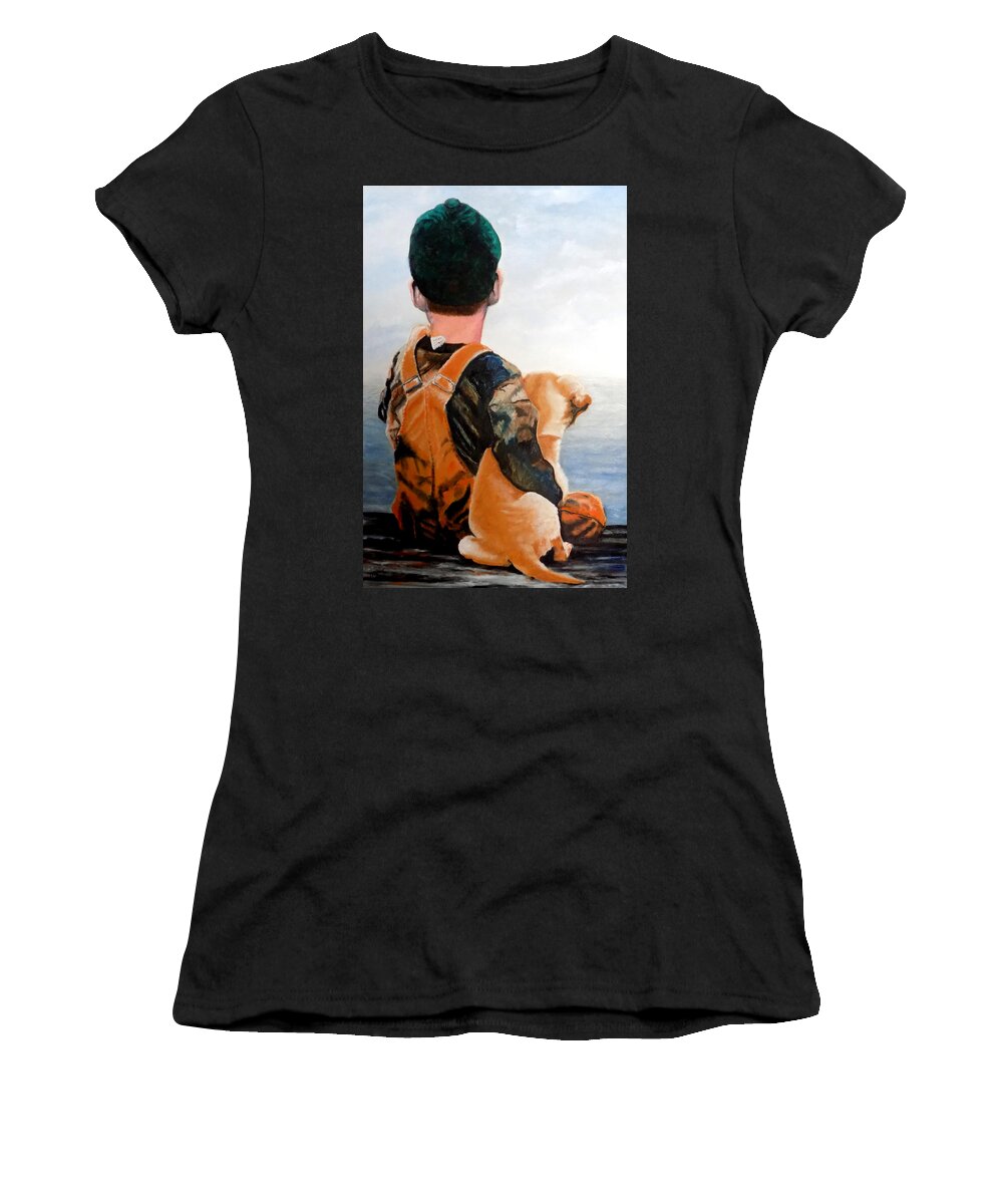 Child Women's T-Shirt featuring the painting Just Hanging Out by Maris Sherwood