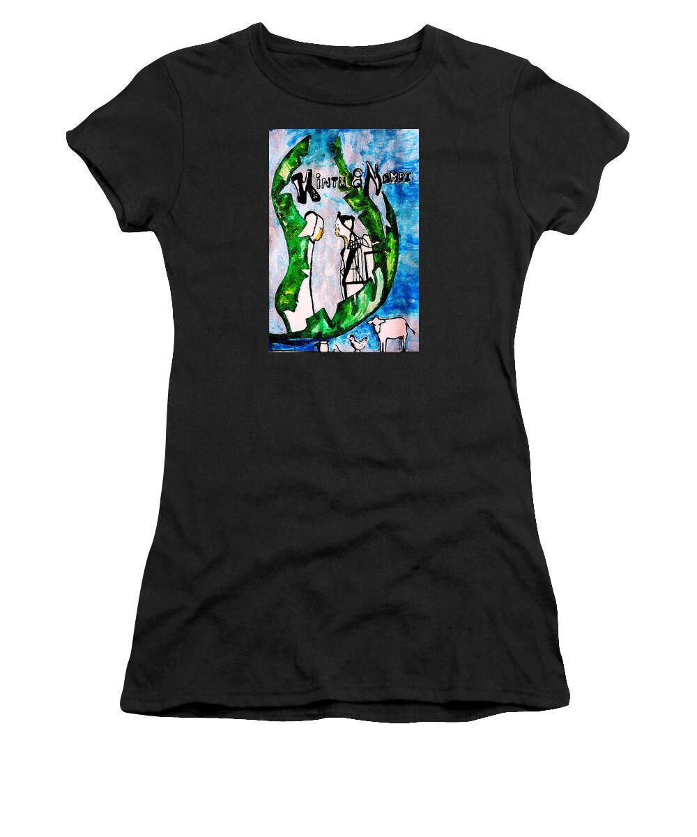 Jesus Women's T-Shirt featuring the painting Kintu and Nambi Poster by Gloria Ssali