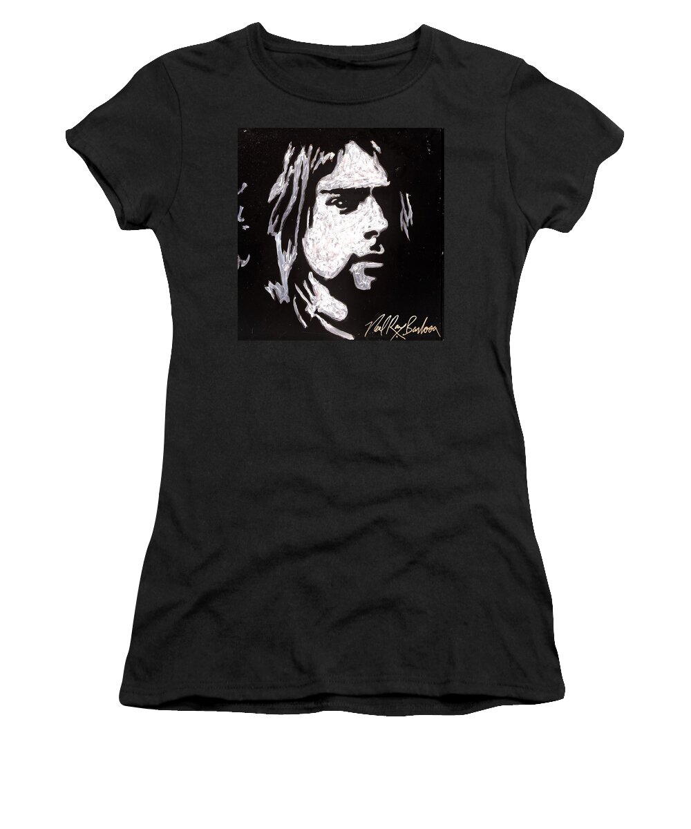 Portrait Kobain Women's T-Shirt featuring the painting Kurt kobain by Neal Barbosa