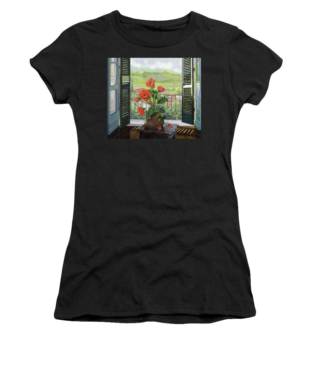 Landscape Women's T-Shirt featuring the painting Le Persiane Sulla Valle by Guido Borelli