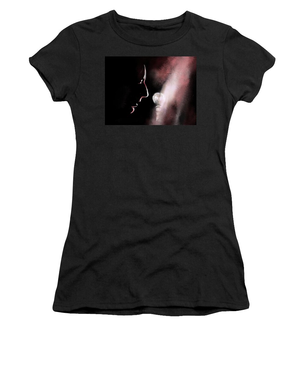 Music Art Women's T-Shirt featuring the digital art Leonard Cohen 01 by Miki De Goodaboom
