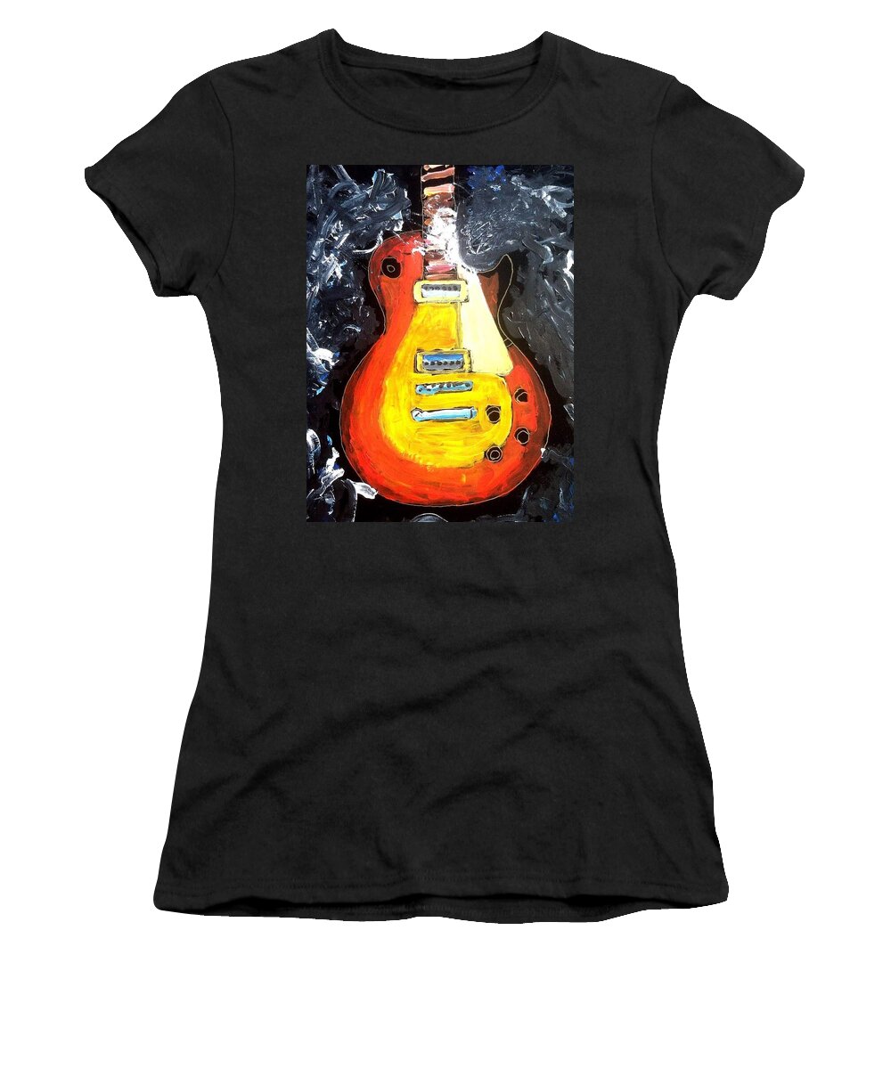 Les Paul Women's T-Shirt featuring the painting Les Paul live by Neal Barbosa