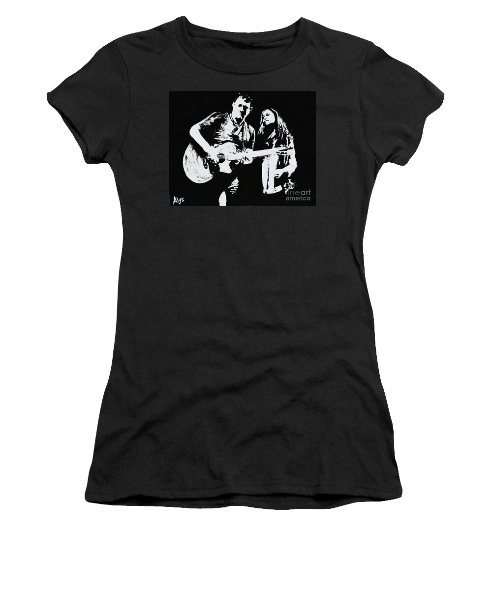 Music Women's T-Shirt featuring the painting Like Johnny And June by Alys Caviness-Gober