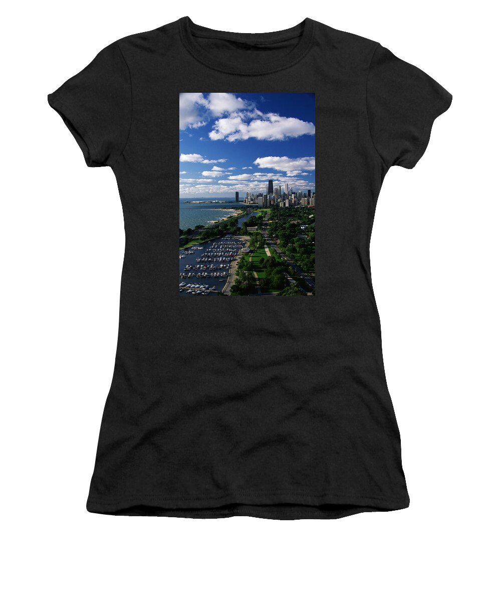 Photography Women's T-Shirt featuring the photograph Lincoln Park And Diversey Harbor by Panoramic Images