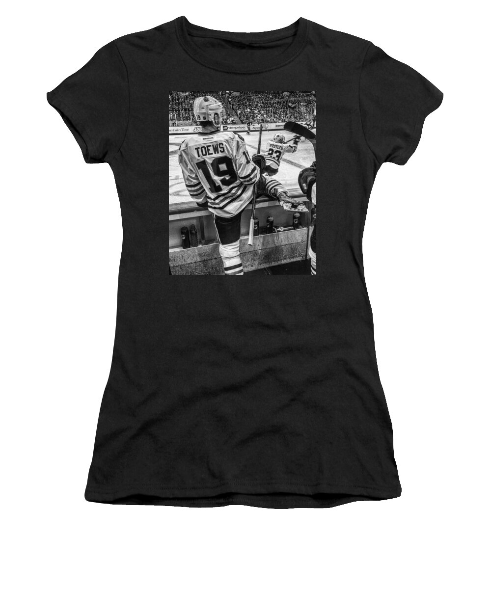Hockey Women's T-Shirt featuring the photograph Line Change by Tom Gort