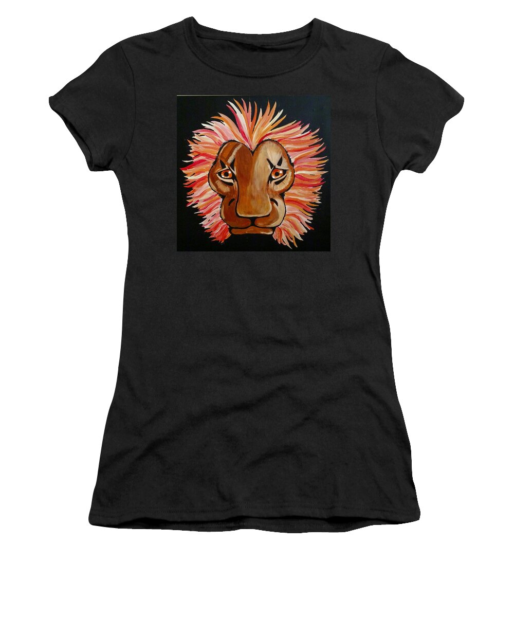 Lion Women's T-Shirt featuring the painting Lion by Nancy Sisco