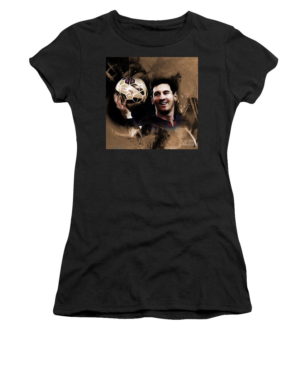 Lionel Messi Women's T-Shirt featuring the painting Lionel Messi 032a by Gull G