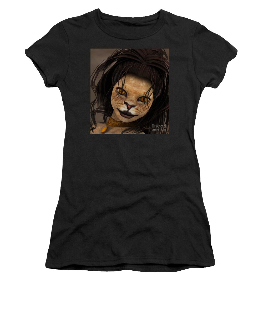 3d Women's T-Shirt featuring the digital art Lioness by Jutta Maria Pusl