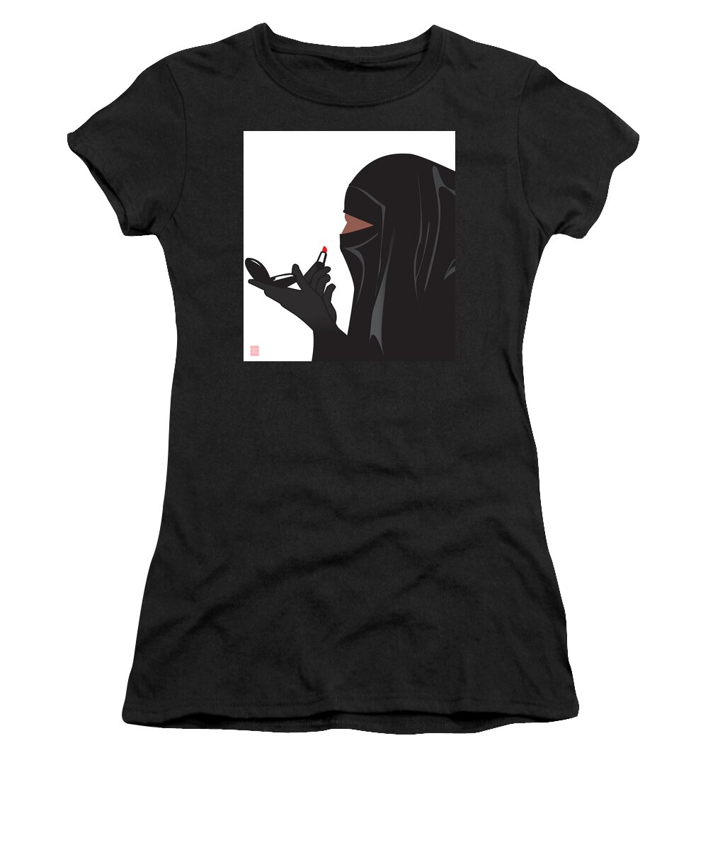 Lipstick Women's T-Shirt featuring the digital art Lipstick Niqabi by Scheme Of Things Graphics