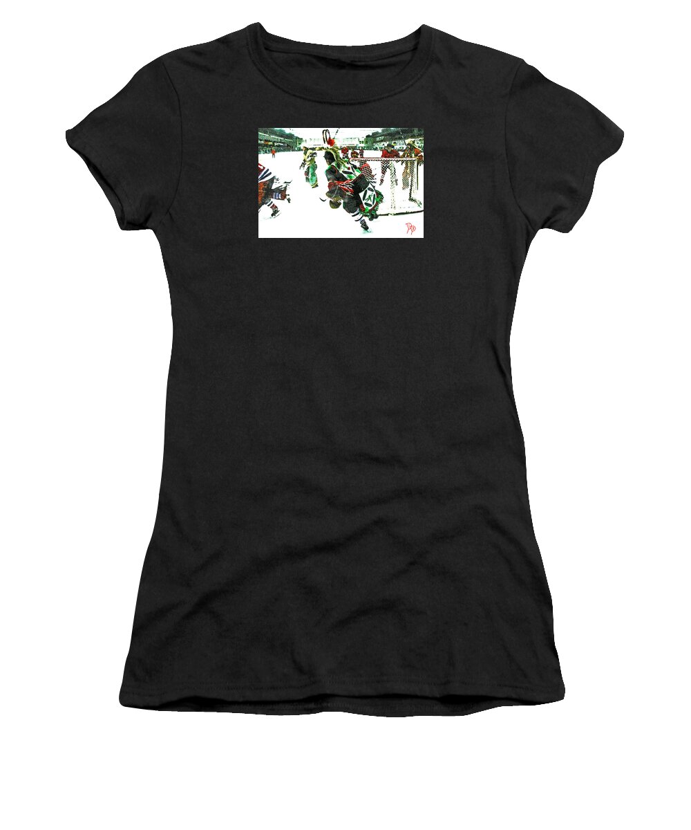 Hockey Women's T-Shirt featuring the photograph Little Big Puck by Darcy Dietrich