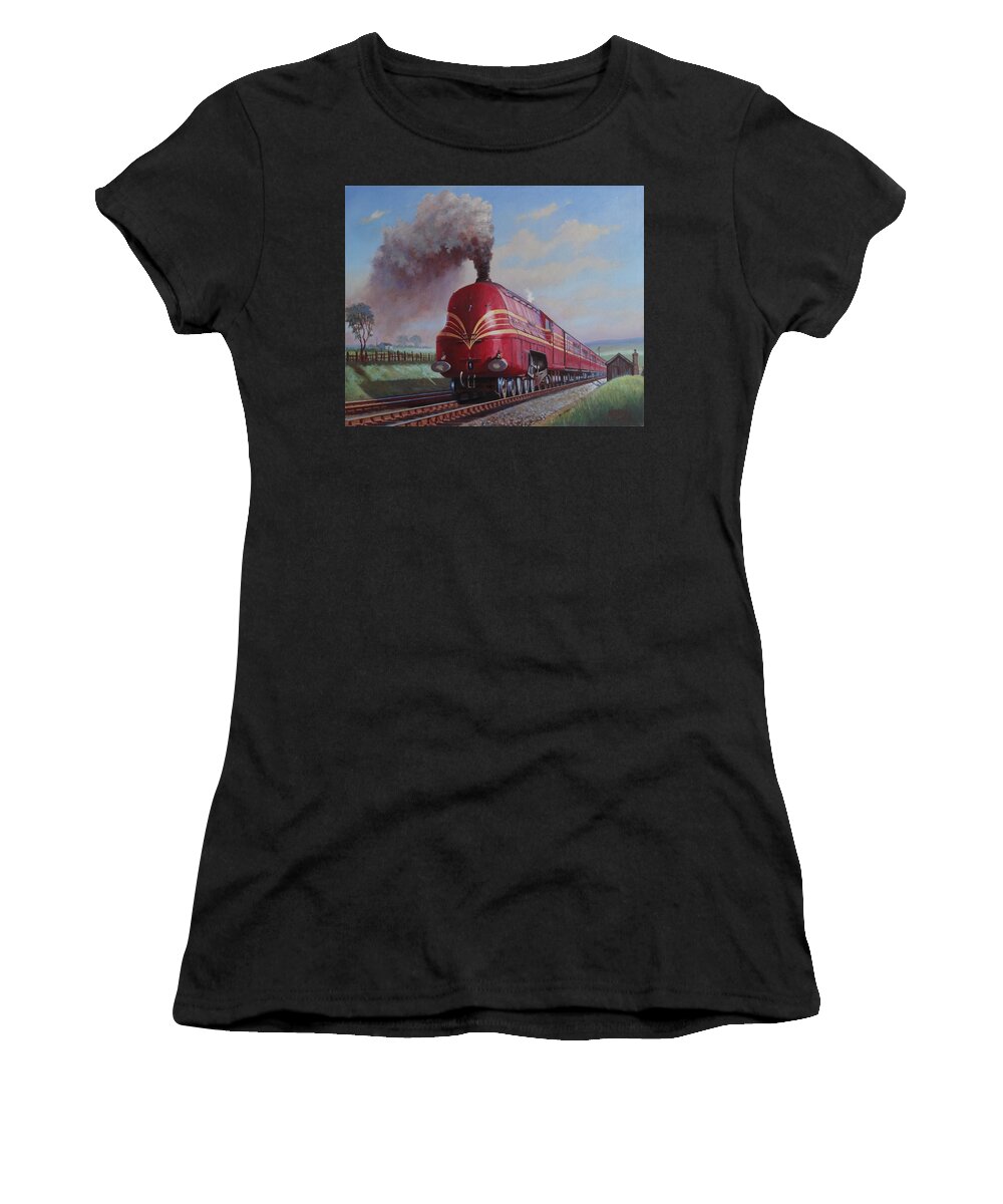 Steam Women's T-Shirt featuring the painting LMS Stanier Pacific by Mike Jeffries