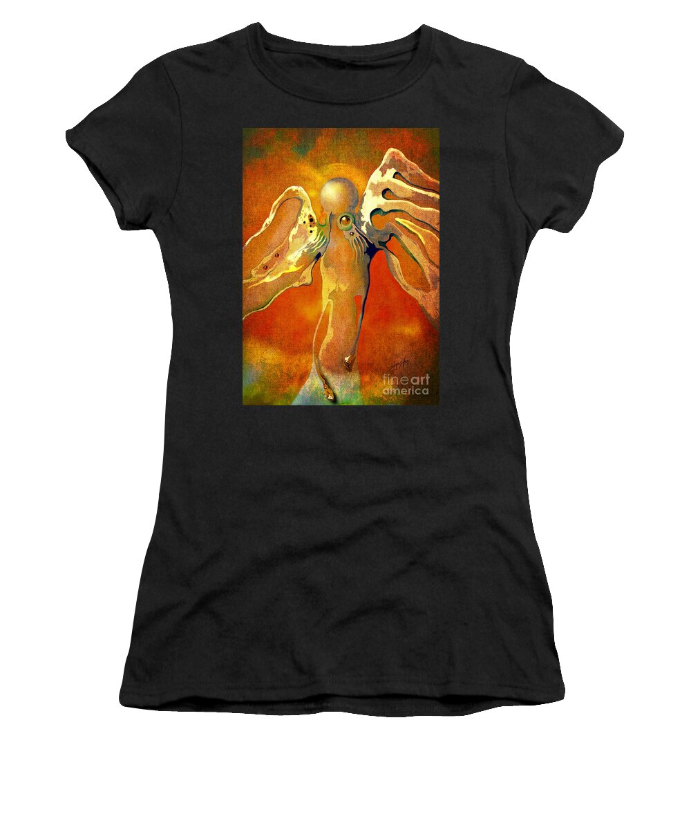 Angel Women's T-Shirt featuring the painting Lonely Angel by Alexa Szlavics