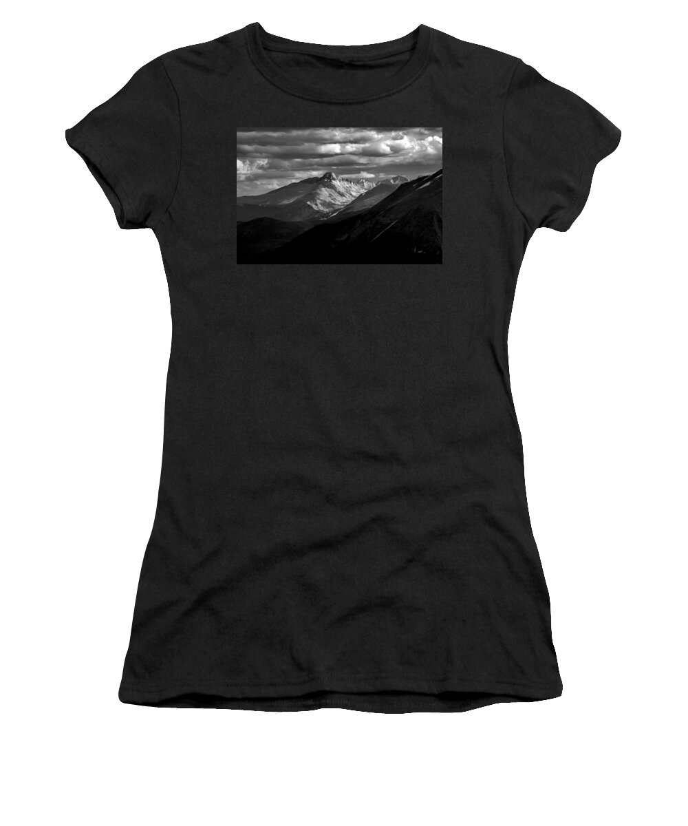 Longs Peak Women's T-Shirt featuring the photograph Longs Peak by Robert Meyers-Lussier