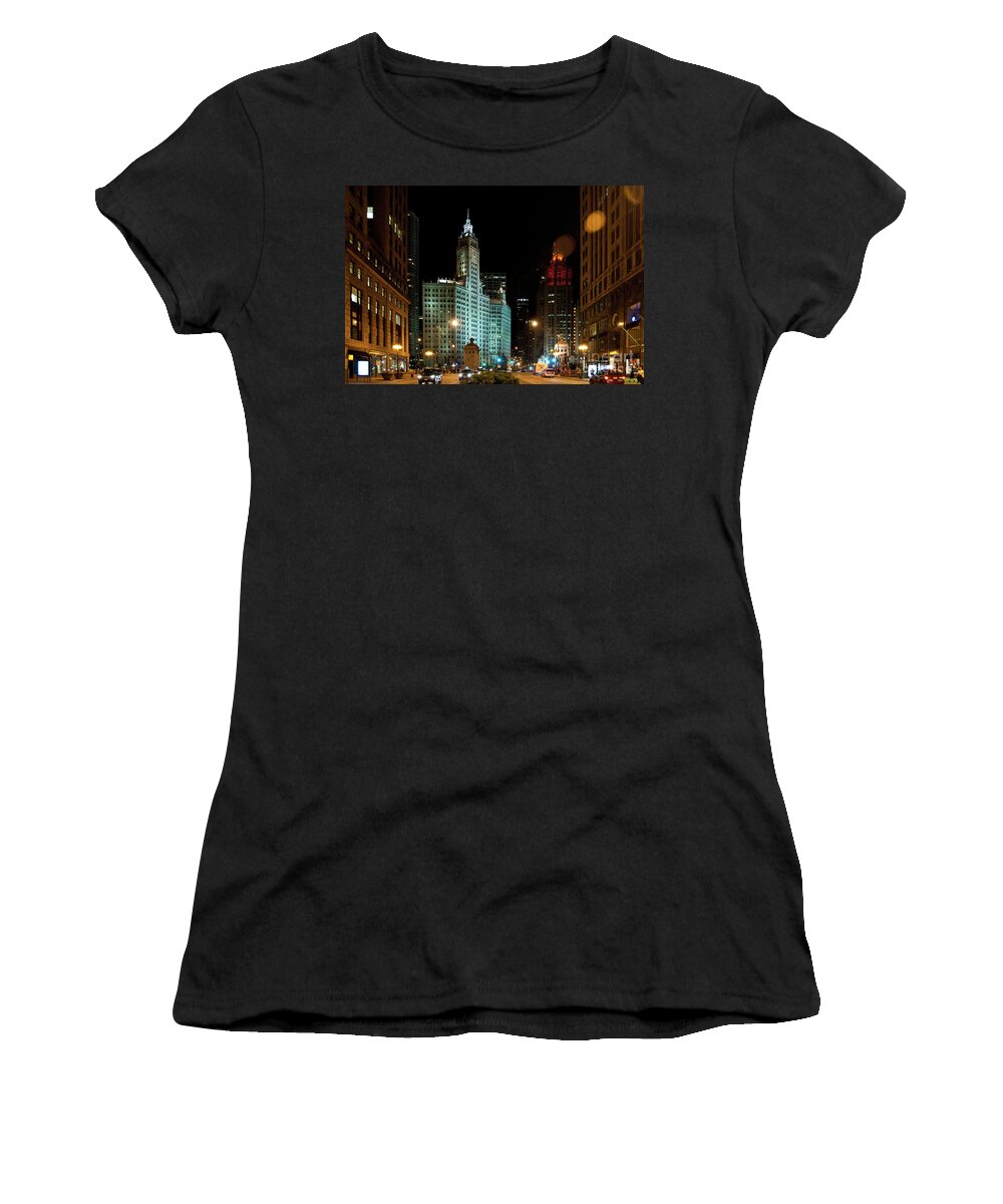 Chicago Women's T-Shirt featuring the photograph Looking North on Michigan Avenue at Wrigley Building by David Levin