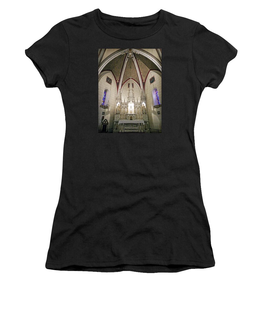 Loretto Chapel Women's T-Shirt featuring the photograph Loretto Chapel Santa Fe by Kurt Van Wagner