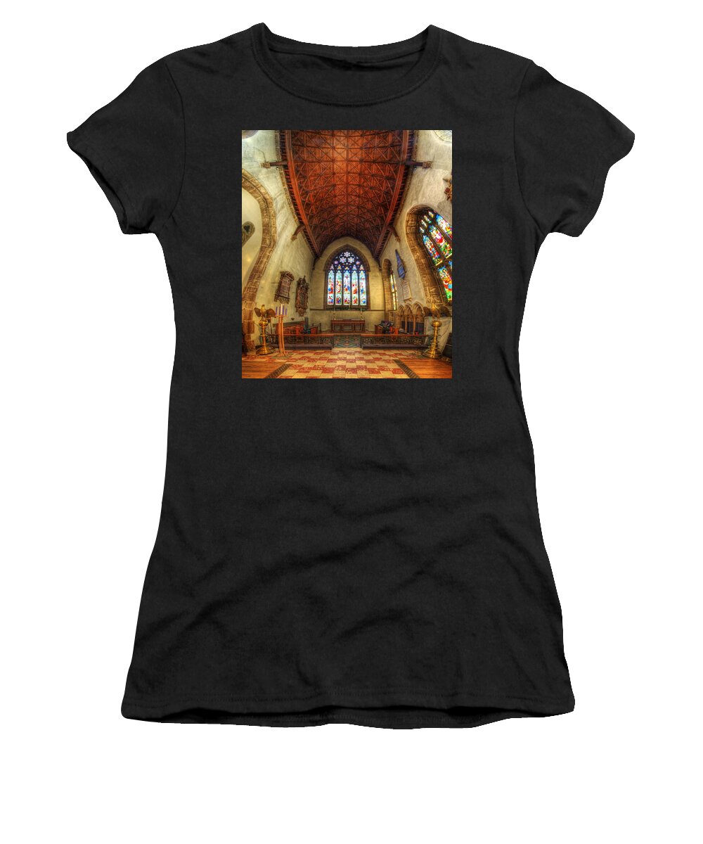 Yhun Suarez Women's T-Shirt featuring the photograph Loughborough Church - Altar Vertorama by Yhun Suarez