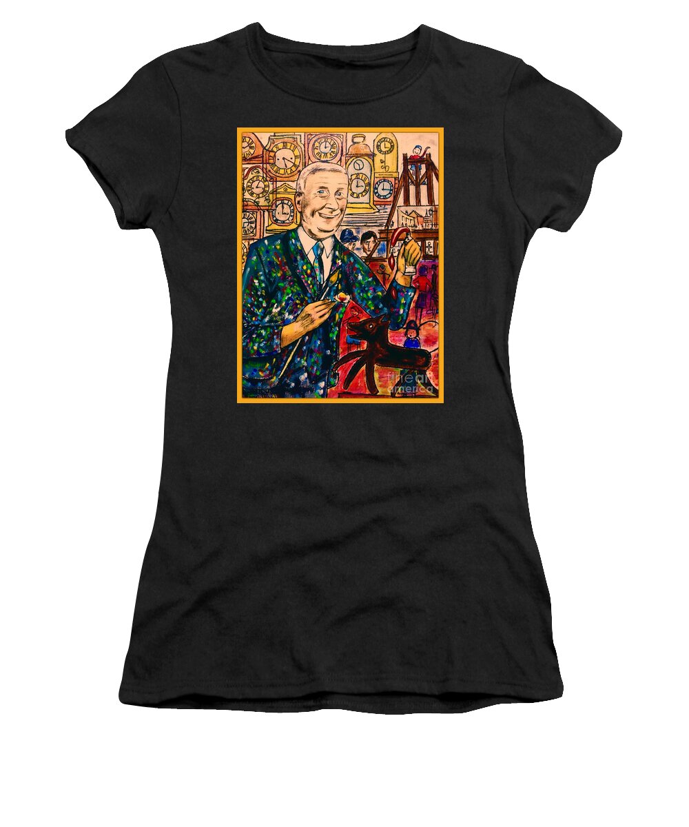 L S Lowry Women's T-Shirt featuring the painting Lowry's Painting Suit Framed by Joan-Violet Stretch