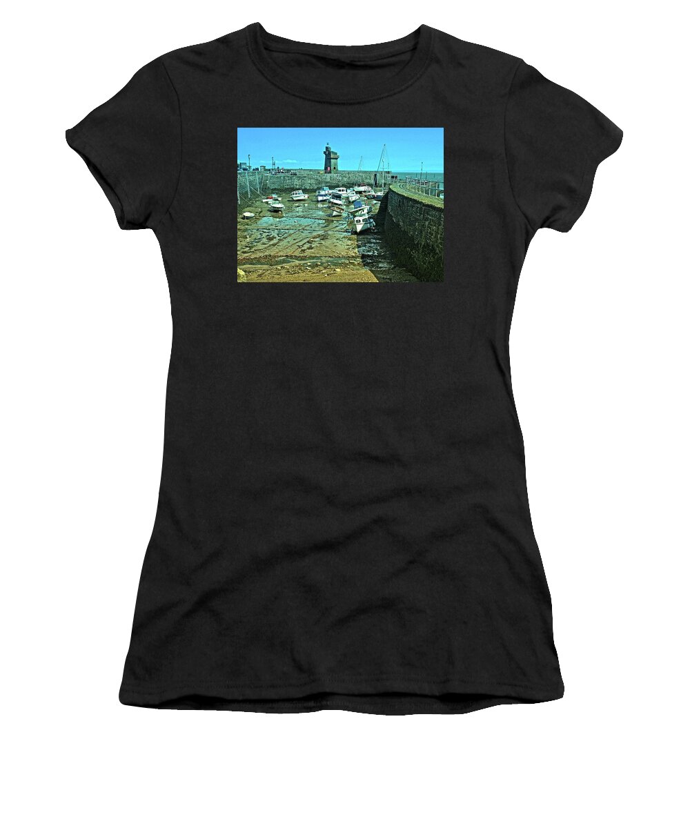Places Women's T-Shirt featuring the photograph Lynmouth Harbour by Richard Denyer