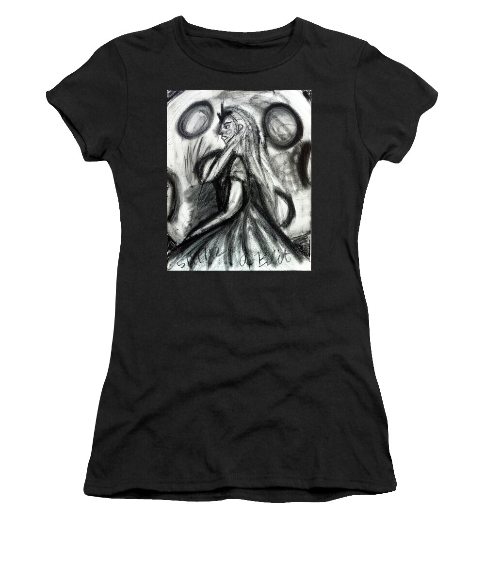Maiden Women's T-Shirt featuring the pastel Maiden of the Moon by Andrew Blitman