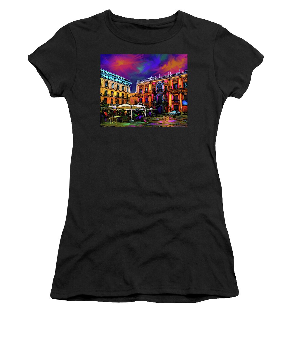 Malaga Women's T-Shirt featuring the painting Malaga, Spain by DC Langer