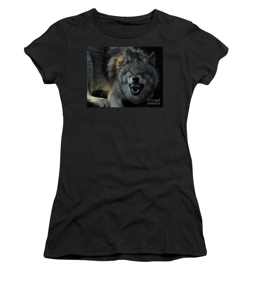 Wolf Women's T-Shirt featuring the photograph Malicious Intent by Heather King