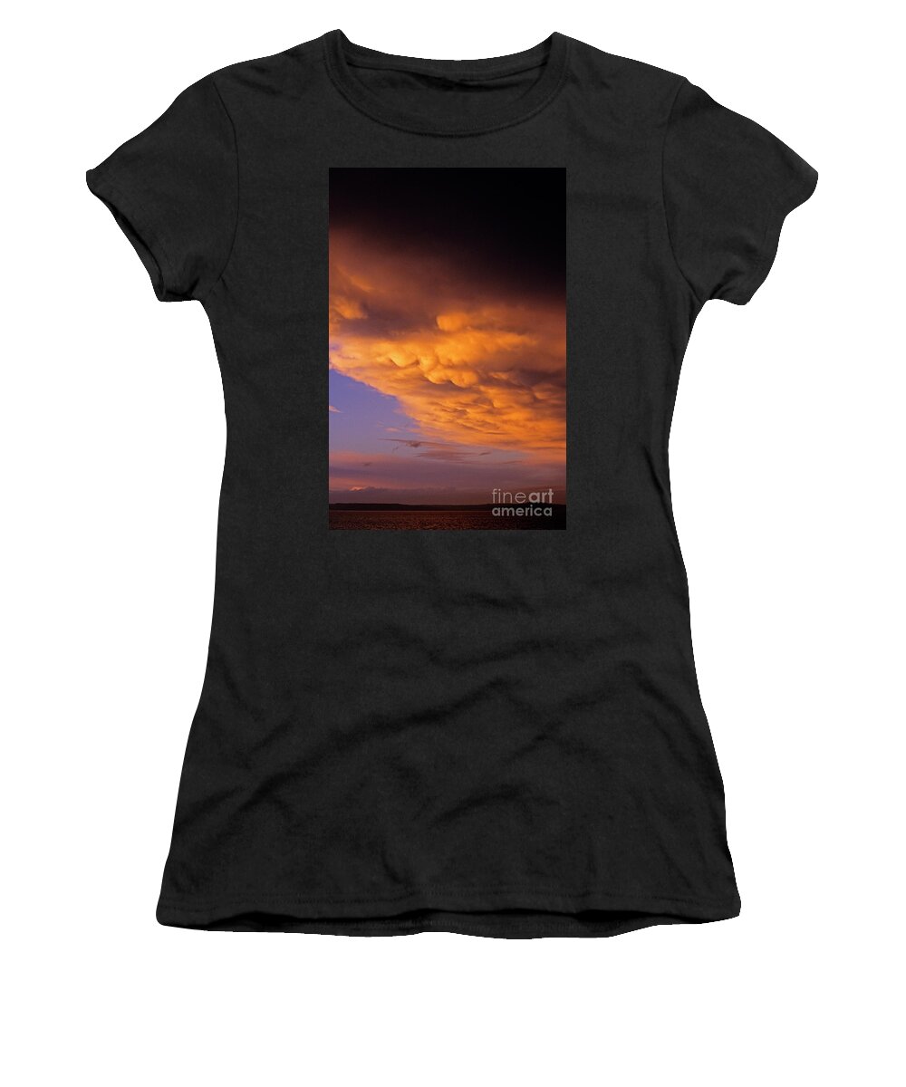 Sky Women's T-Shirt featuring the photograph Mammato-Cumulus Clouds at Sunset over Puget Sound by Jim Corwin