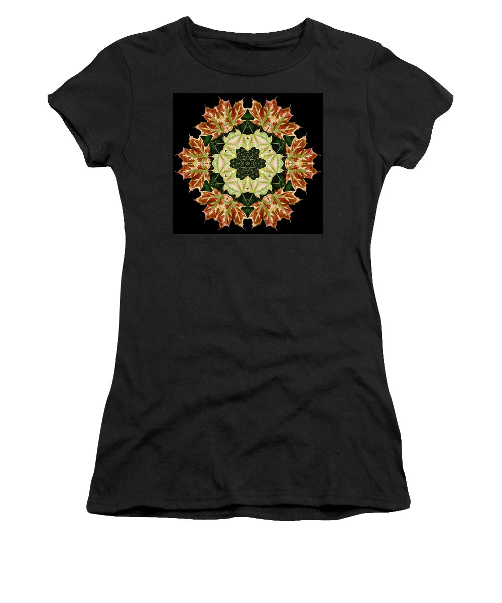 Autumn Women's T-Shirt featuring the photograph Mandala Autumn Star by Nancy Griswold