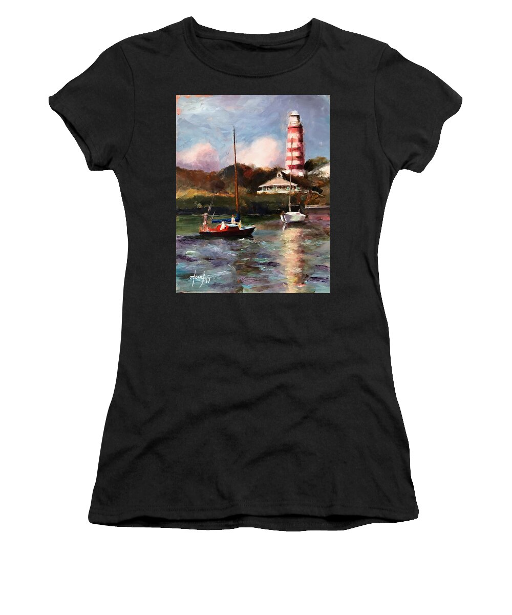 Hope Town Women's T-Shirt featuring the painting Mara Sails Hope Town by Josef Kelly
