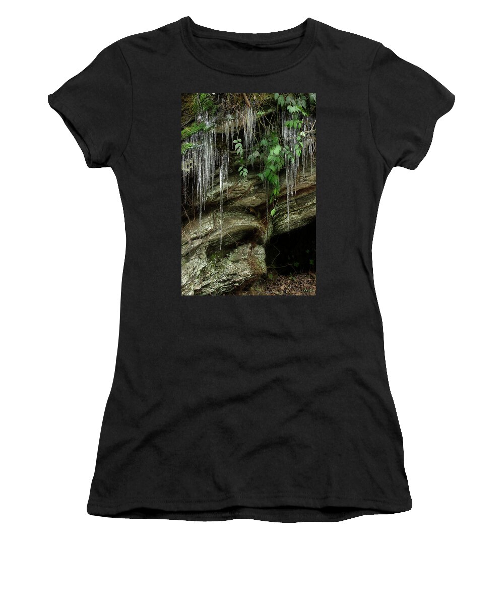 Icicles Women's T-Shirt featuring the photograph March Icicles 2 by Mike Eingle