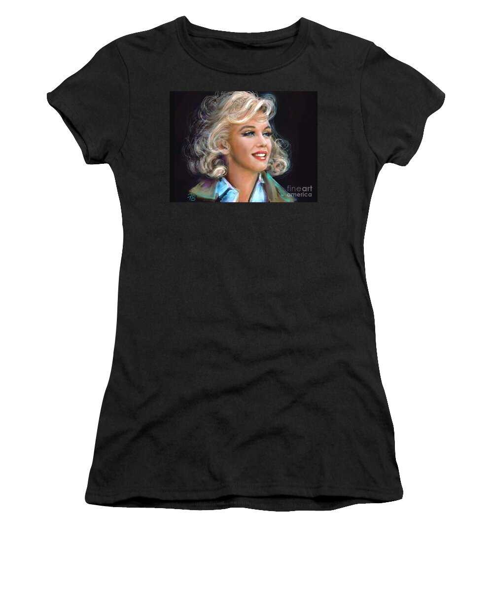 Marilyn Monroe Women's T-Shirt featuring the painting Marilyn blue by Angie Braun