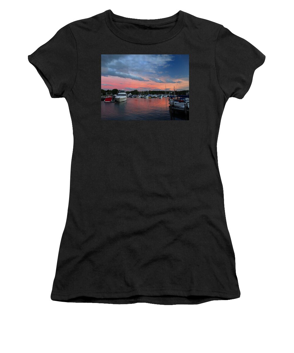Sunset Women's T-Shirt featuring the photograph Marina Sunset Back Glow by David T Wilkinson