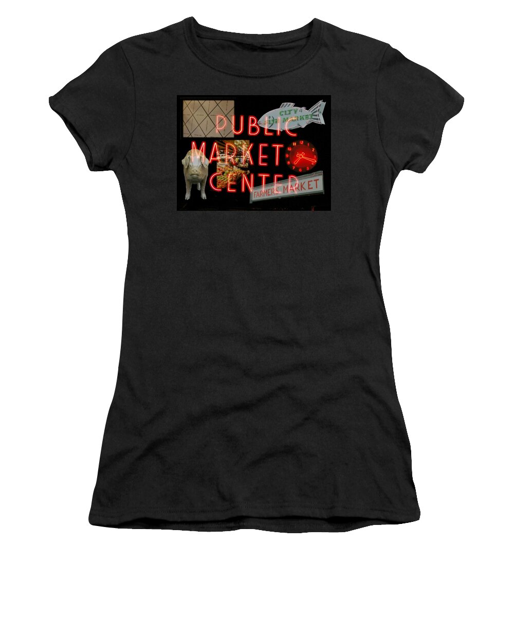 Seattle Women's T-Shirt featuring the photograph Market Collage by Tim Allen